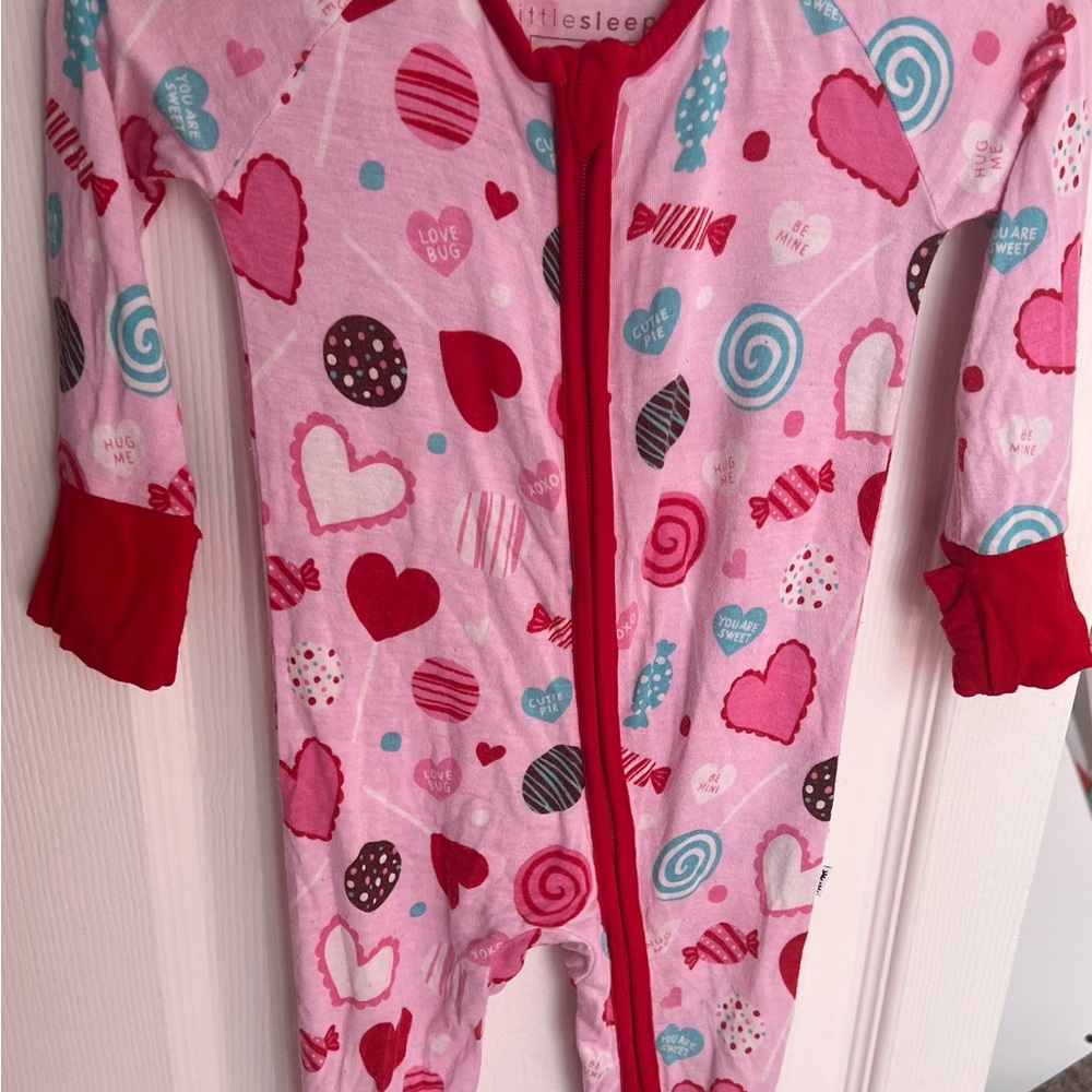 Little Sleepies Pink and Red Valentine's Footies